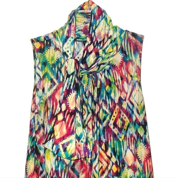 Jason Maxwell Tie Neck Watercolor Blouse - Picture 2 of 13